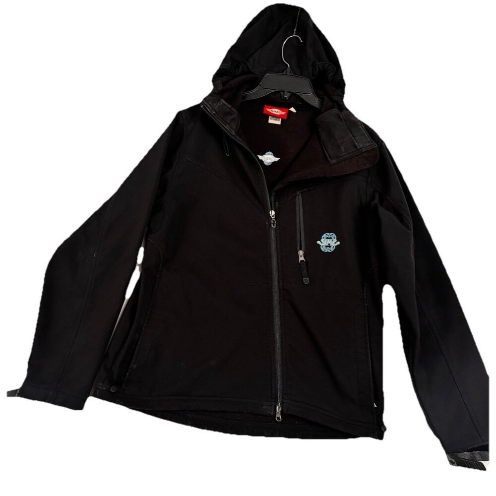 SIMS Womens Black Softshell Hooded Jacket Fleece Lined Full Zip Size L